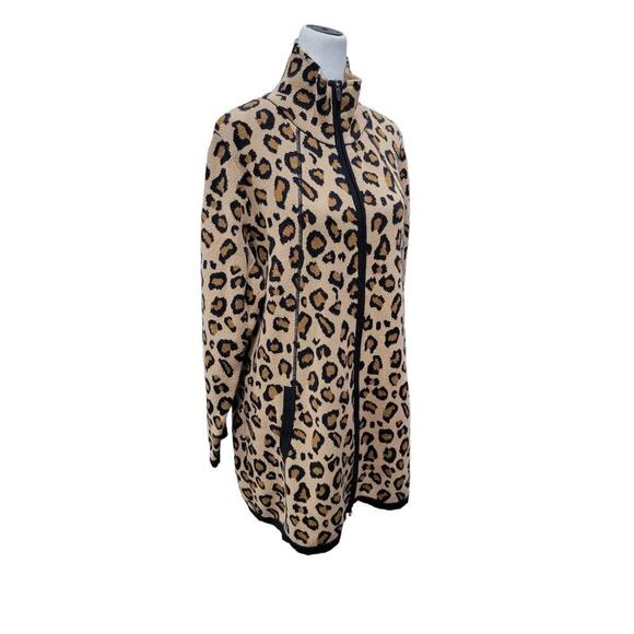 Rachel Zoe Women's Animal Print Sweater Size 1x Longline Zip Up Cardigan Cheetah - Picture 4 of 11